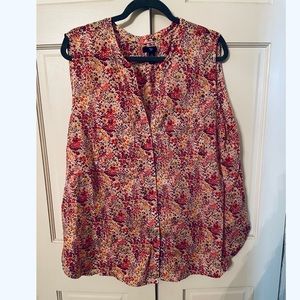 Gap XXL Floral Cotton Sleeveless Button-down